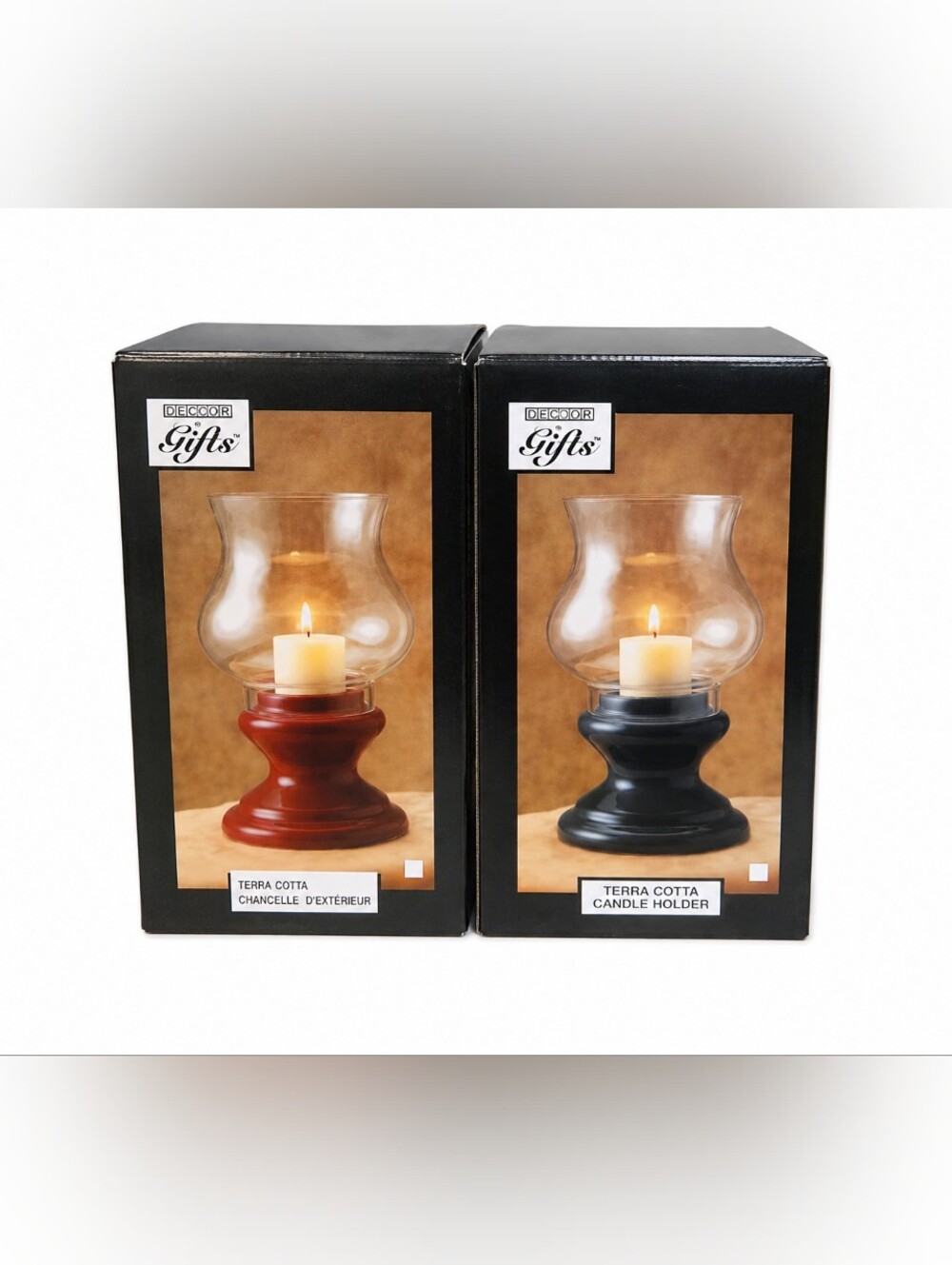 Vintage Set of 2 Hurricane Candle Holders Glass Chimney Rustic Farmhouse Home